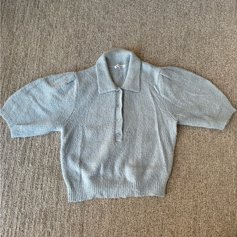 Reformation Medium Light Blue Collared Shirt Slee… - image 1